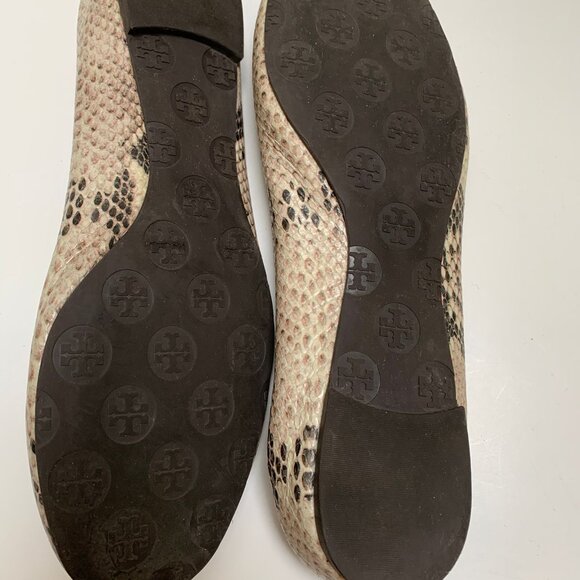 Tory Burch Snake Embossed Leather Ballet Flats - Picture 5 of 9